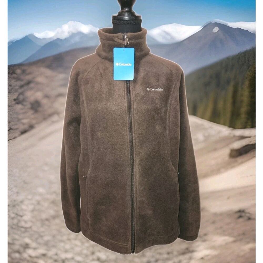 NWT Columbia Women's Benton Springs Full Zip Fleece Jacket Brown Large